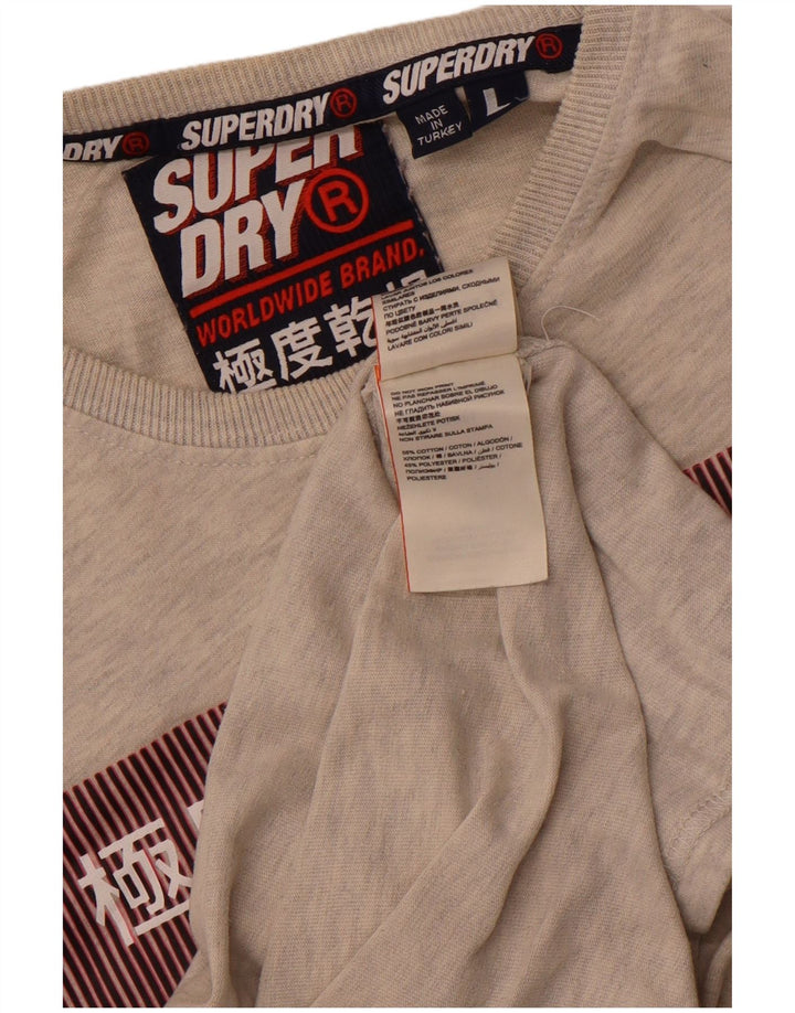 Superdry Camiseta masculina de edição limitada com estampa gráfica grande algodão cinza