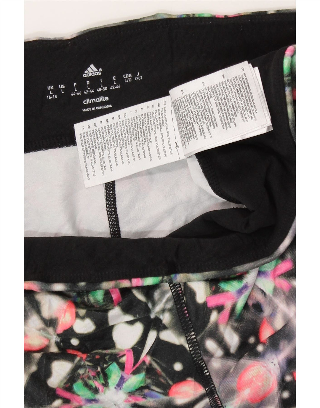 Adidas Womens Climalite Leggings UK 16/18 Grande Preto Geométrico Poliéster
