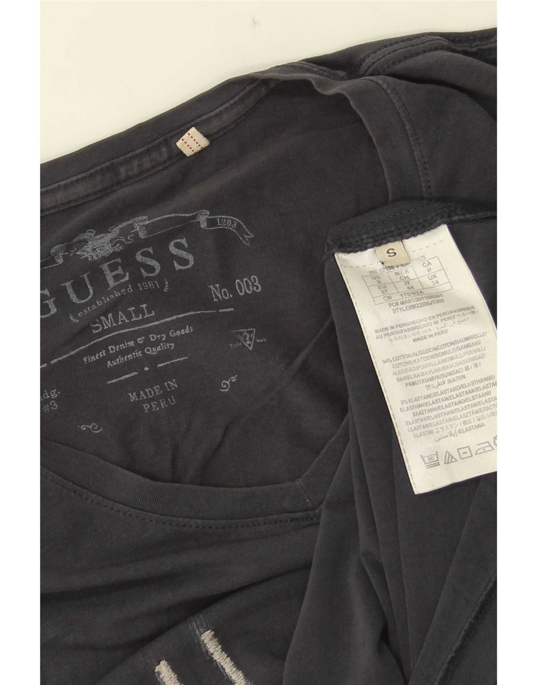 Camiseta masculina Guess com estampa gráfica pequena de algodão cinza