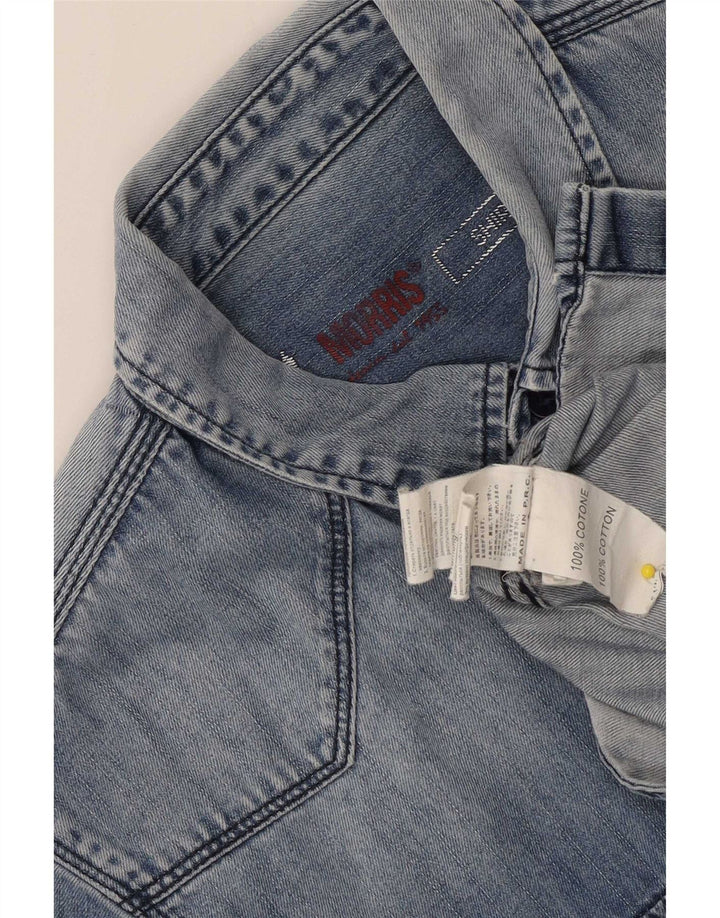 Morris Camisa jeans masculina grande algodão azul