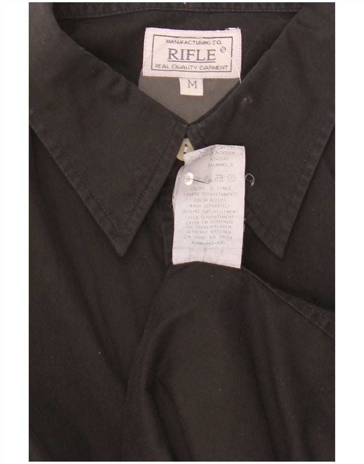 Camisa masculina Rifle com ajuste relaxado de algodão preto médio