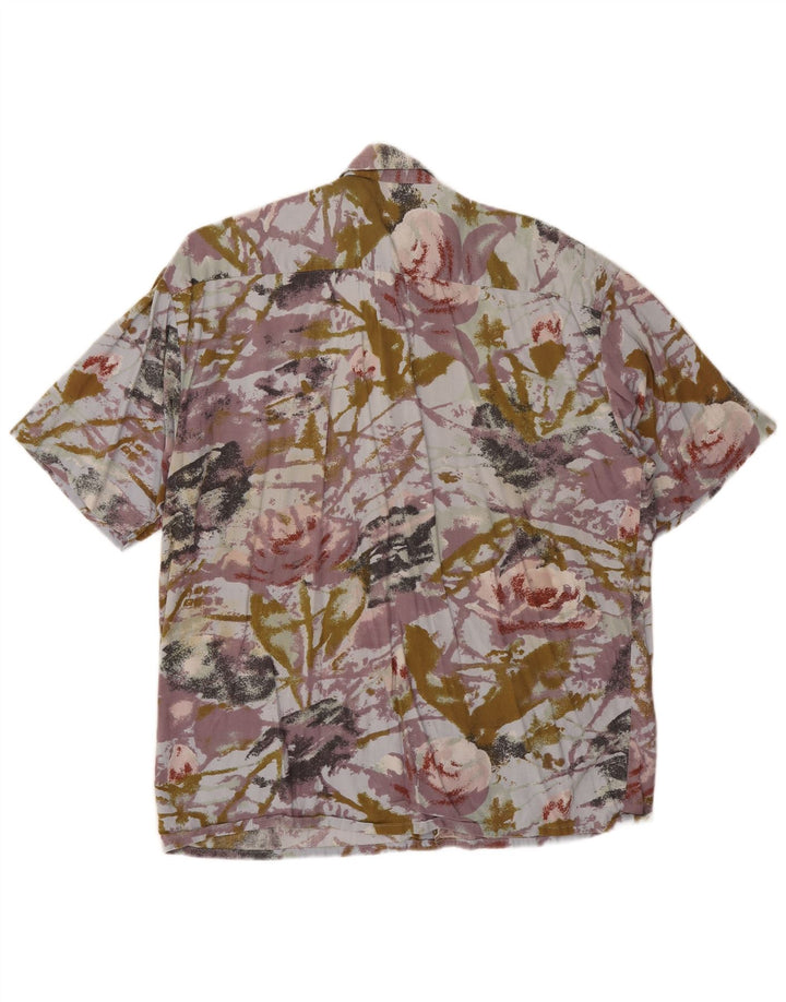 Camisa masculina vintage de manga curta XL multicolorida floral