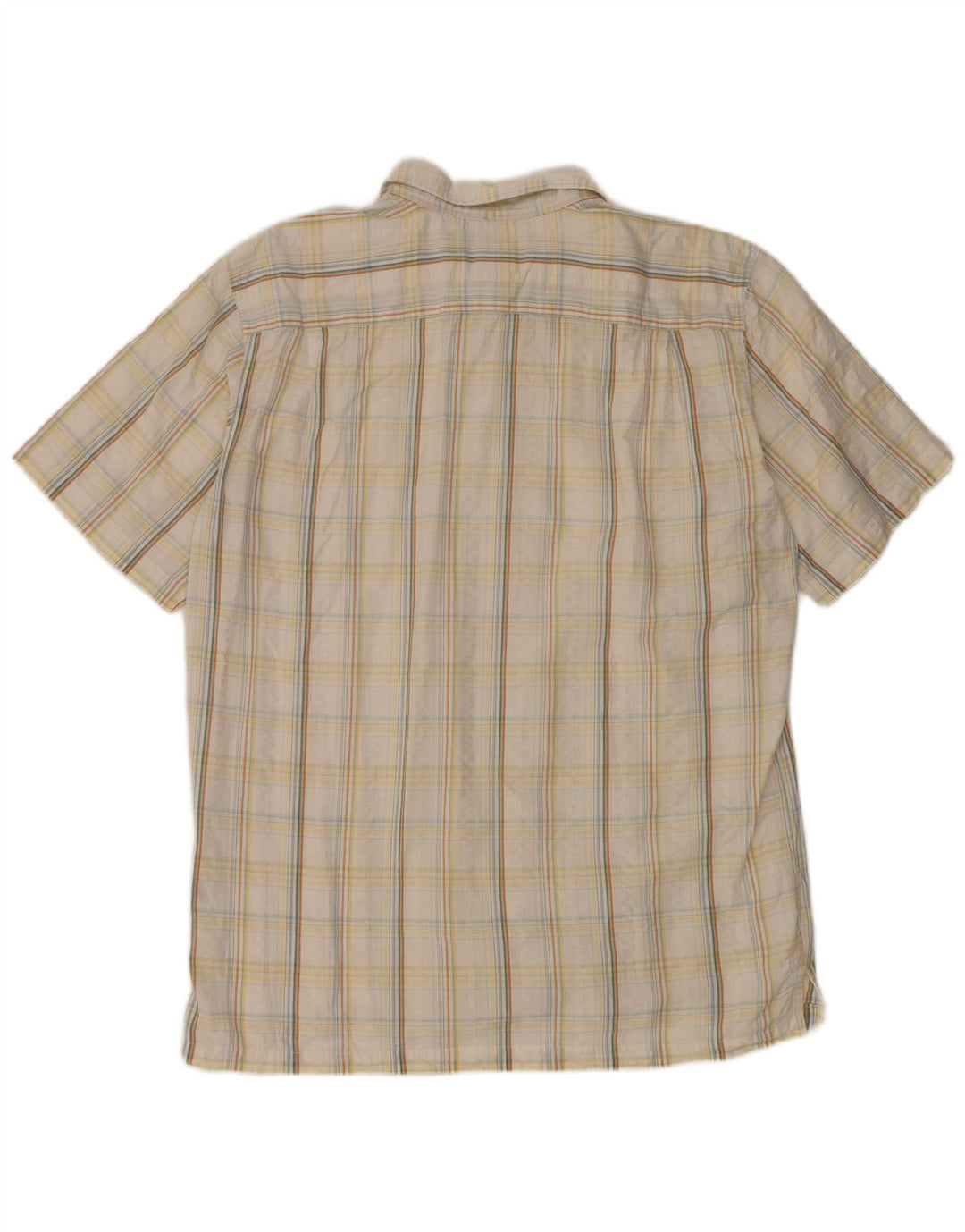 Columbia Camisa masculina de manga curta grande algodão xadrez branco