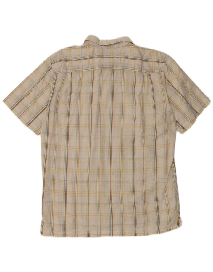 Columbia Camisa masculina de manga curta grande algodão xadrez branco