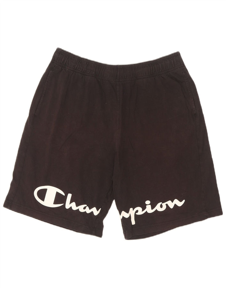 Shorts esportivos gráficos masculinos Champion médio algodão preto