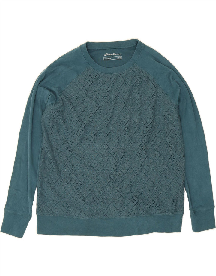 EDDIE BAUER Womens Sweatshirt Jumper UK 18 XL Blue Argyle/Diamond Cotton Vintage Eddie Bauer and Second-Hand Eddie Bauer from Messina Hembry 
