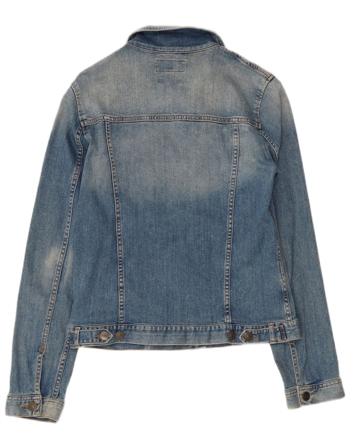 Jaqueta jeans feminina Fat Face Reino Unido 10 algodão azul pequeno