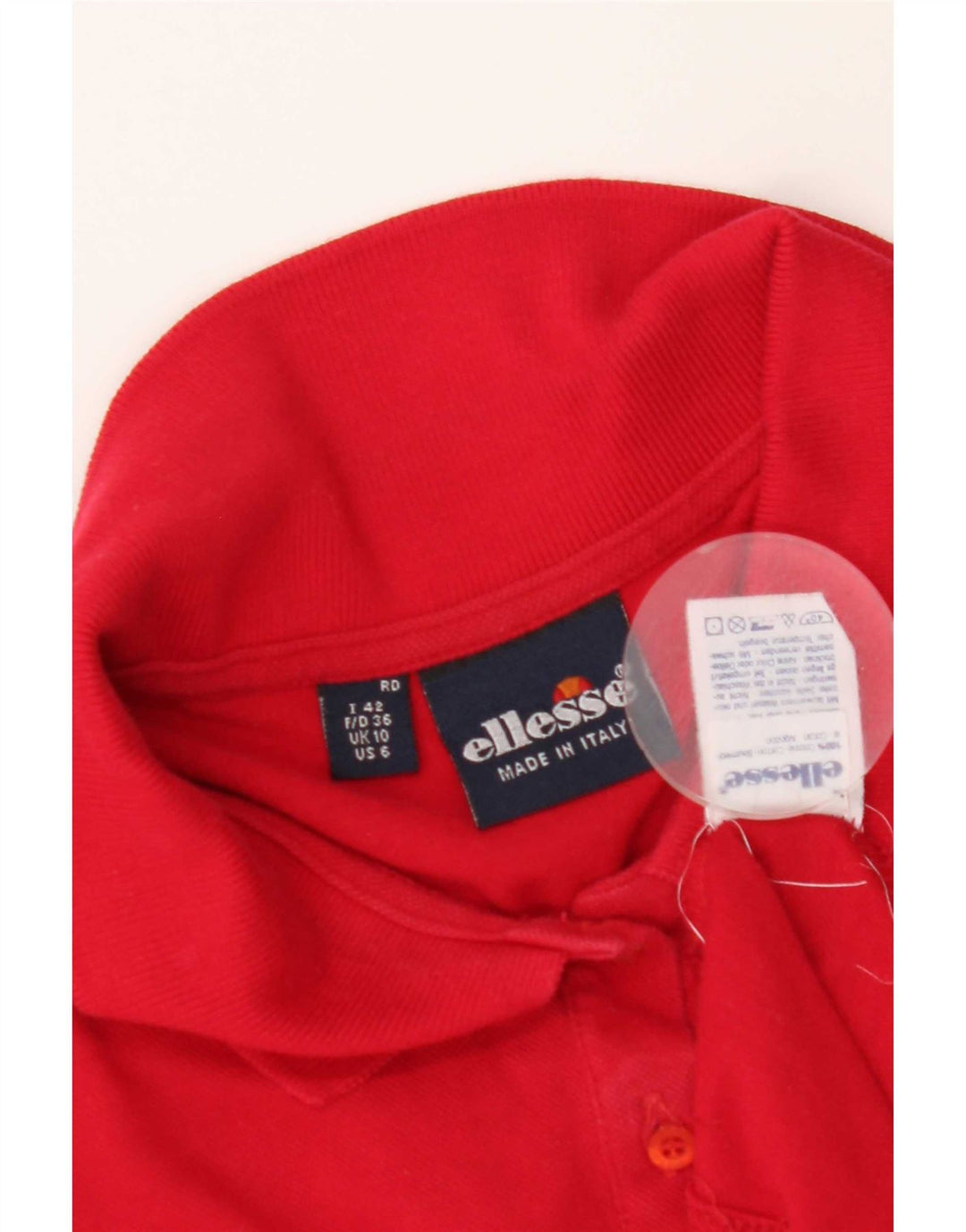 Camisa polo feminina Ellesse UK 10 pequena algodão vermelho