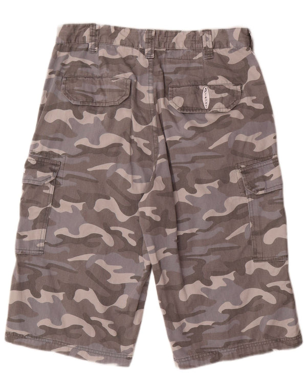 Diadora Mens Cargo Shorts W34 Grande Algodão Camuflado Cinza
