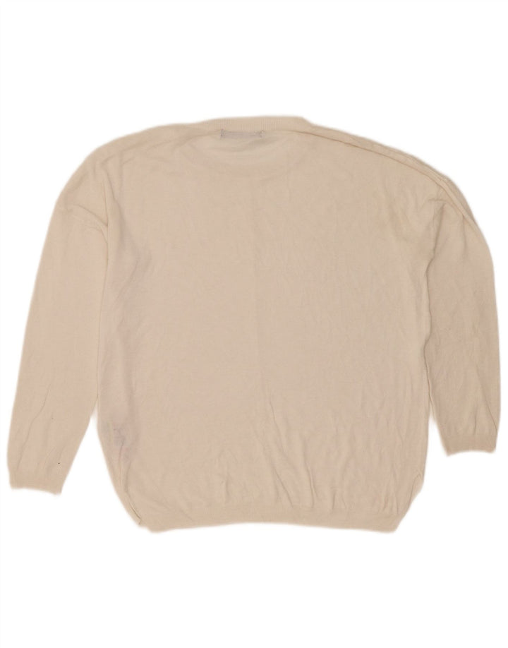 Suéter feminino Marks & Spencer com gola redonda Reino Unido 14 viscose branca média