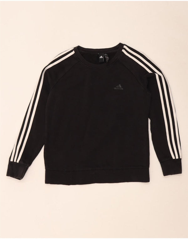 Adidas Womens Sweatshirt Jumper UK 12/14 Médio Algodão Preto