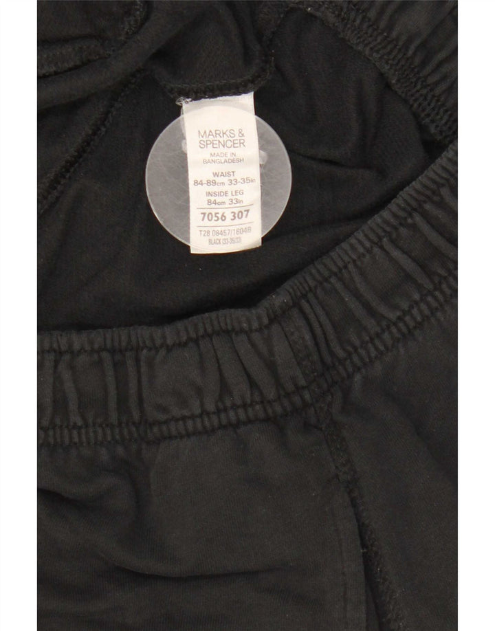Calça de treino masculina Marks & Spencer grande de algodão preto