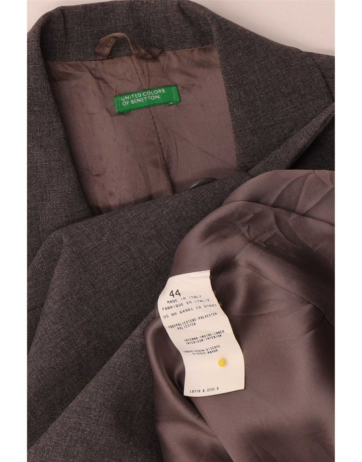 Jaqueta Blazer Feminina Benetton com 3 Botões IT 44 Poliéster Cinza Médio