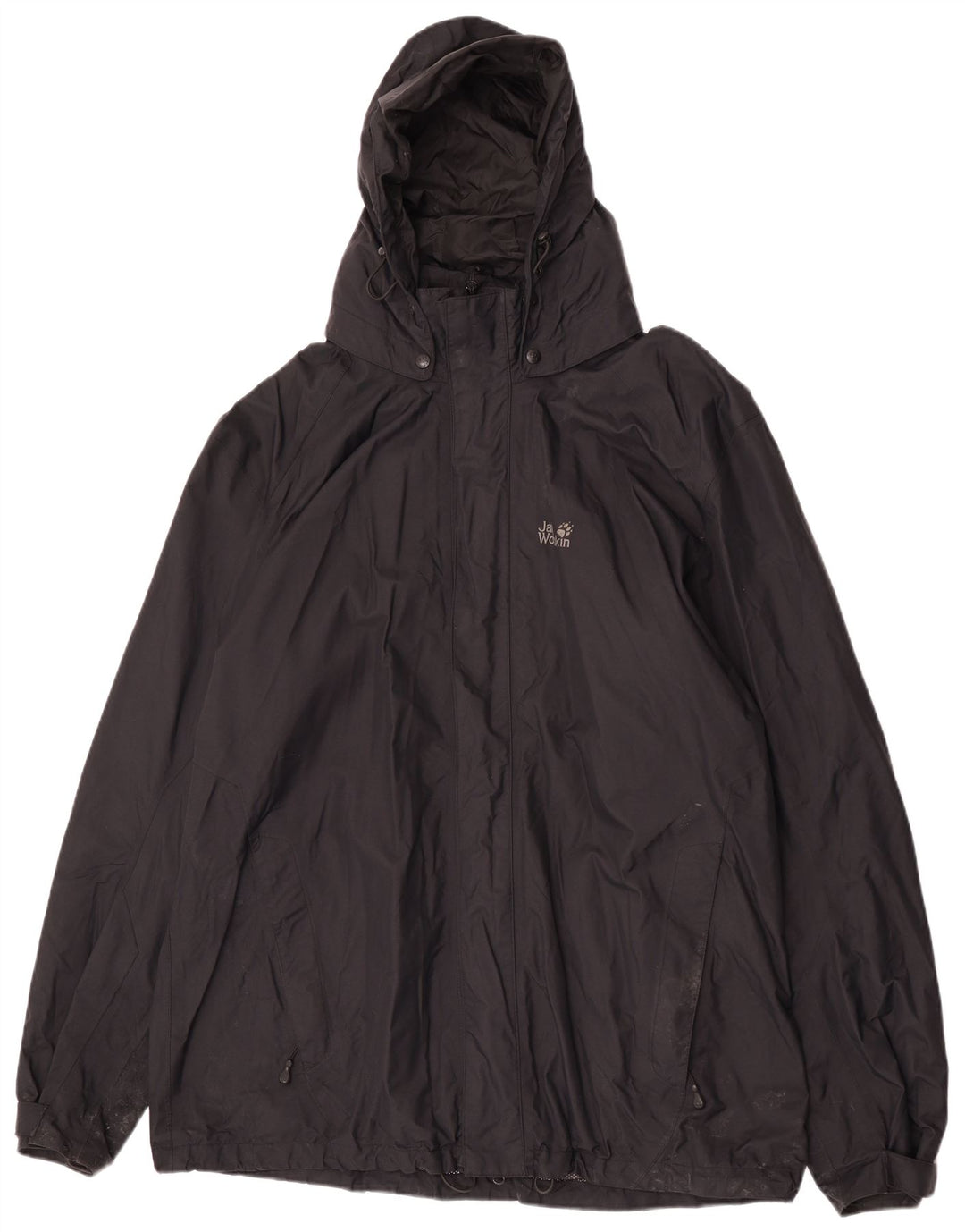 Jaqueta de chuva masculina Jack Wolfskin com capuz UK 50 3XL poliamida preta