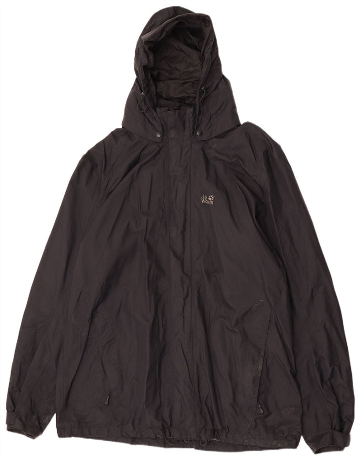 Jaqueta de chuva masculina Jack Wolfskin com capuz UK 50 3XL poliamida preta