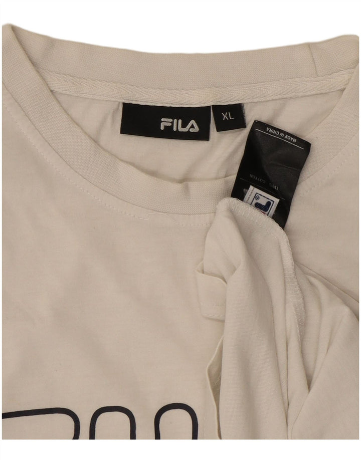 Camiseta masculina gráfica FILA Top XL algodão branco