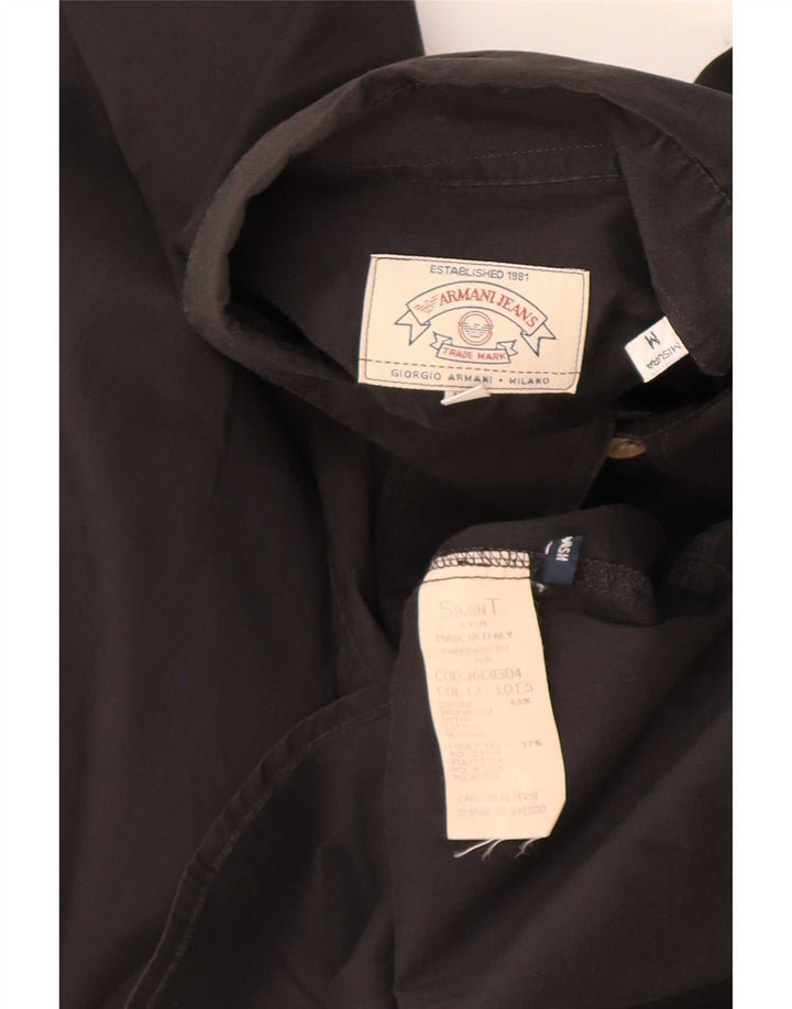 Camisa masculina Armani Jeans de algodão preto médio