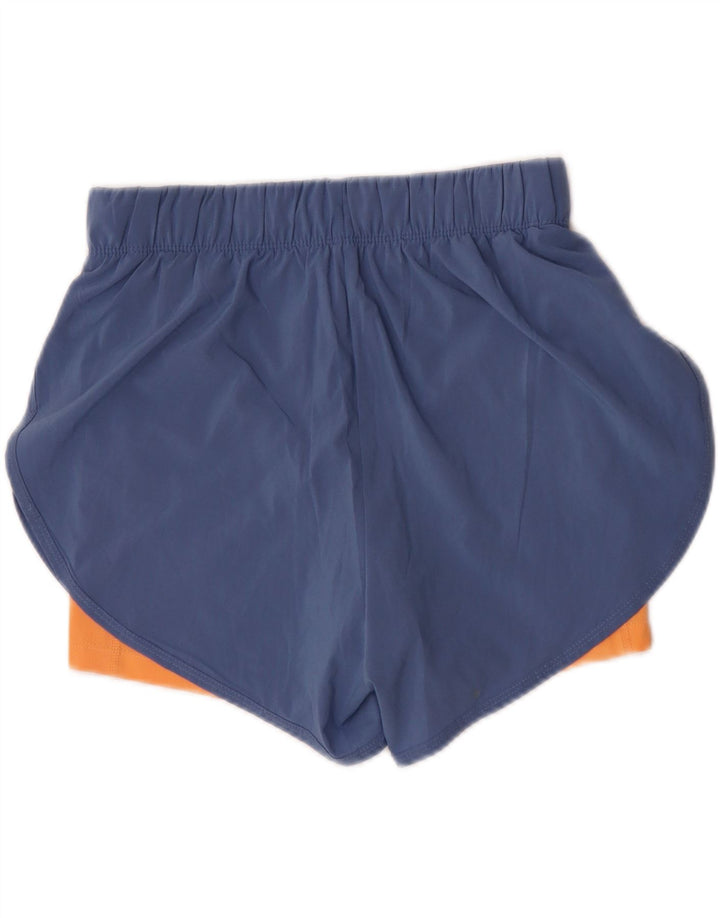 Nike Womens Dri Fit Sport Shorts UK 12 Medium Blue Colourblock Poliéster