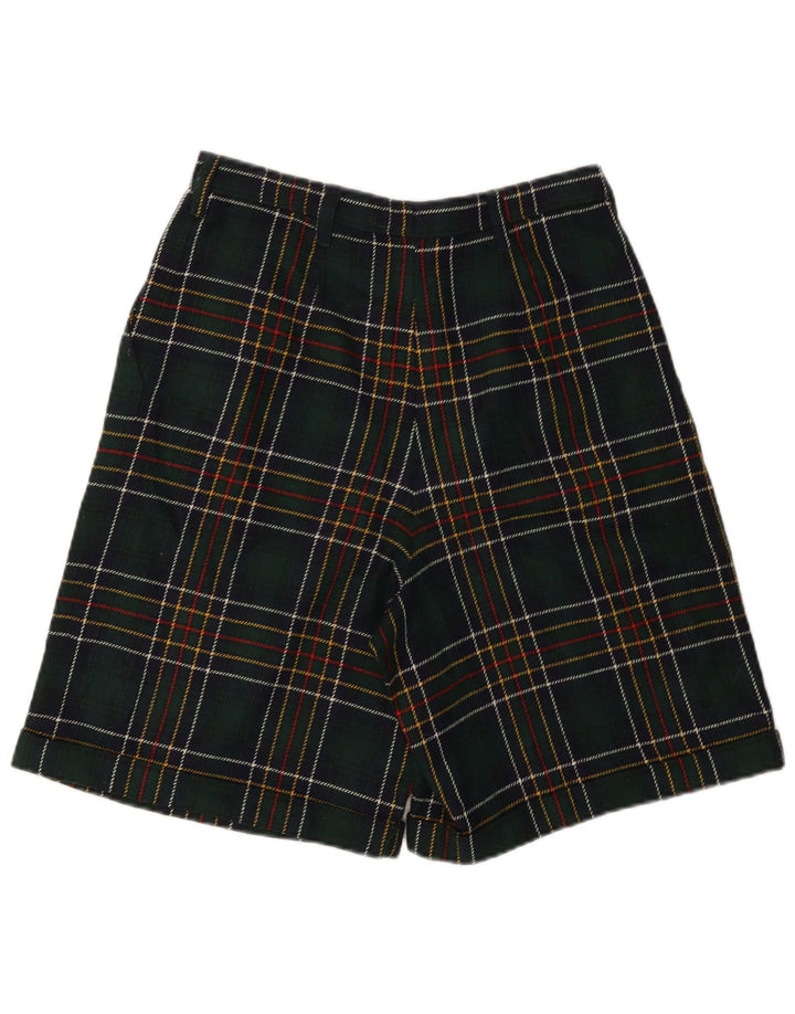 Shorts feminino vintage de cintura alta W28 xadrez verde médio