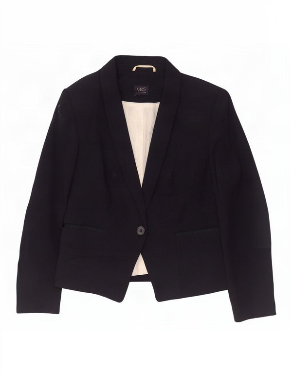 Jaqueta blazer feminina Marks & Spencer com 1 botão Reino Unido 14 grande azul marinho