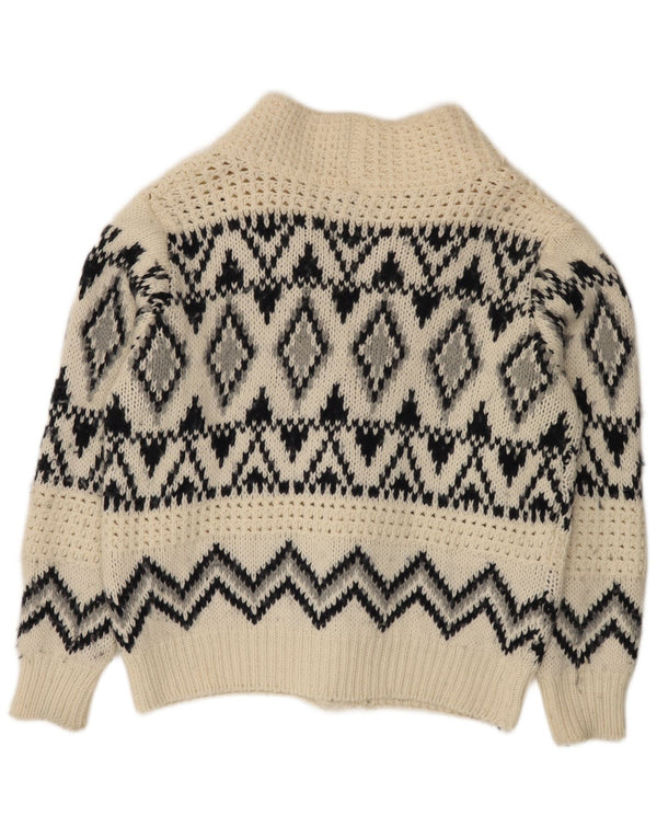 Suéter cardigã masculino Altatensione médio off white Fair Isle acrílico