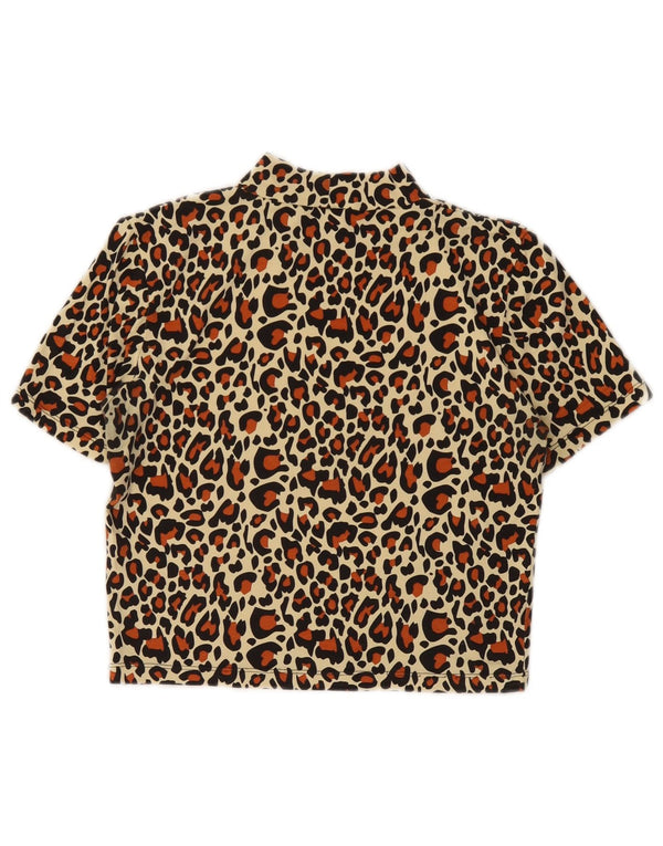Fila Womens Crop Graphic T-Shirt Top UK 10 Small Black Animal Print