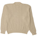 Suéter masculino vintage com gola redonda, algodão branco médio