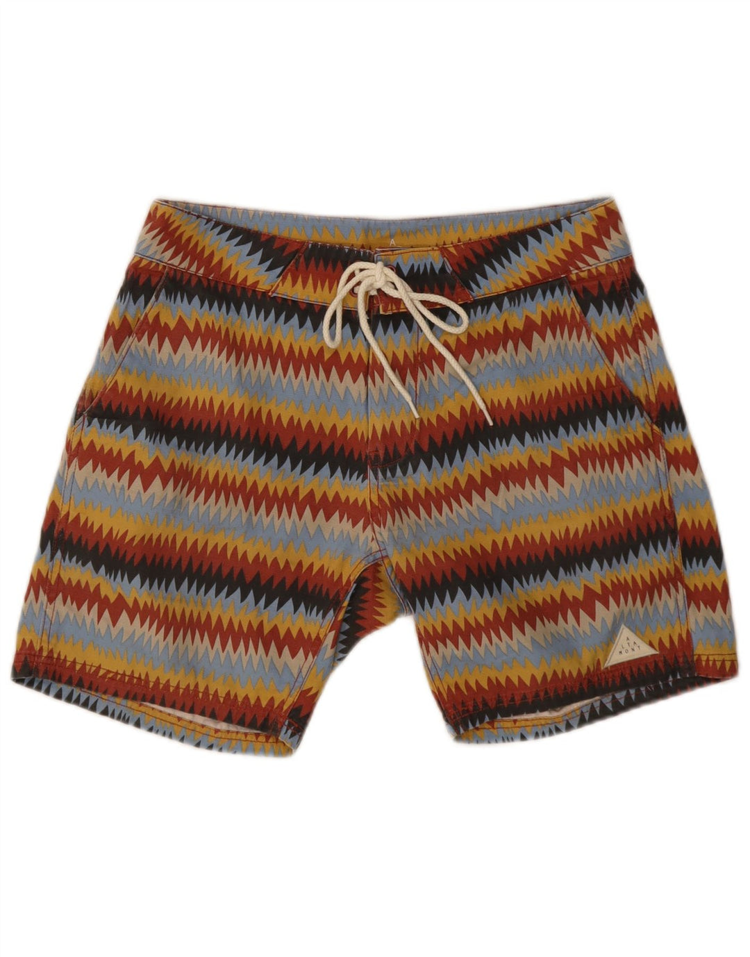 Shorts de natação masculino vintage médio listrado multicolorido