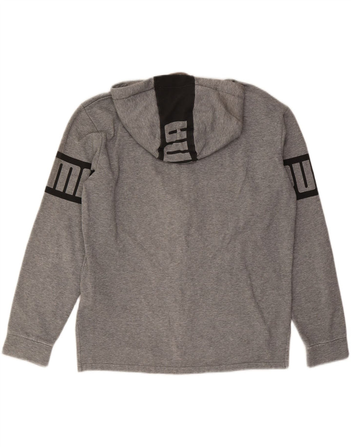PUMA Mens Graphic Zip Hoodie Sweater Medium Grey Cotton Vintage Puma and Second-Hand Puma from Messina Hembry 