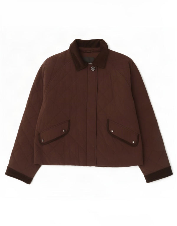 Jaqueta acolchoada grande Massimo Dutti feminina UK 10 poliéster marrom pequeno