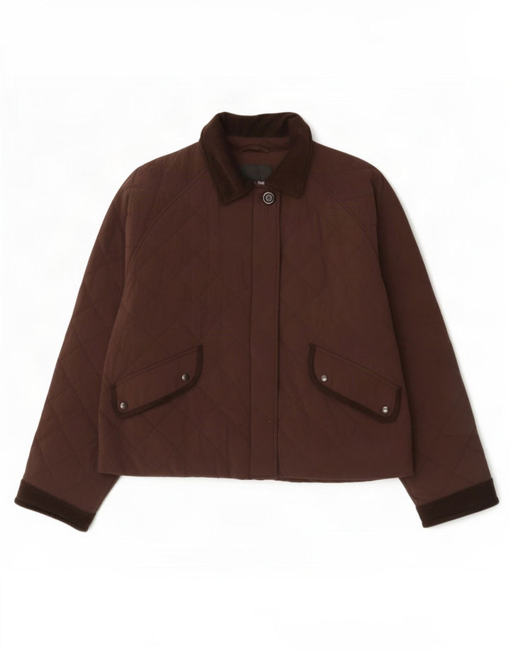 Jaqueta acolchoada grande Massimo Dutti feminina UK 10 poliéster marrom pequeno