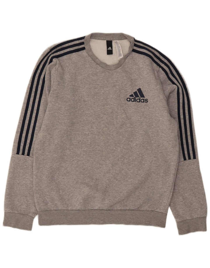ADIDAS Mens Moletom Jumper Médio Algodão Cinza