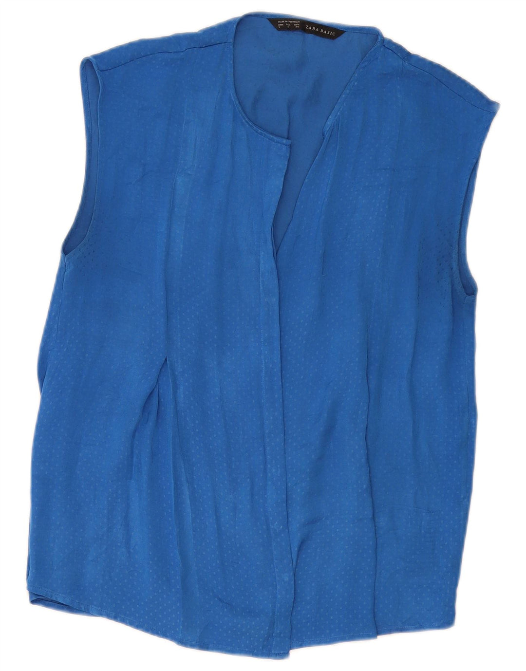 Blusa feminina sem mangas ZARA UK 10 pequena azul manchada