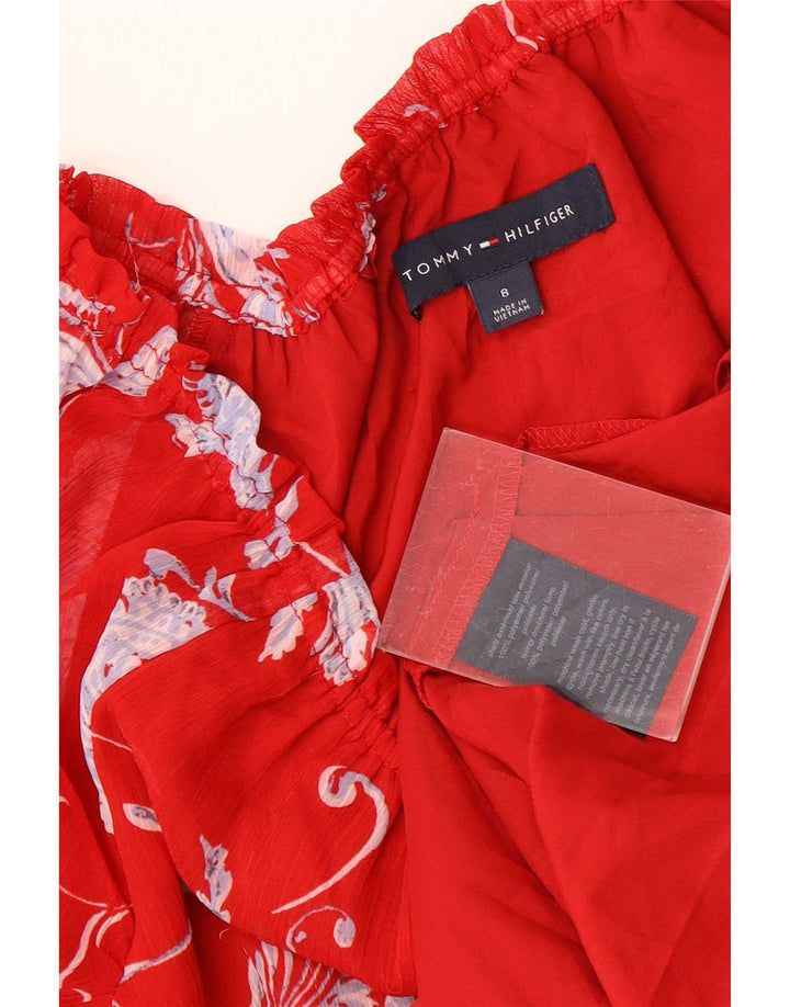 Vestido assimétrico feminino Tommy Hilfiger US 8 médio vermelho floral