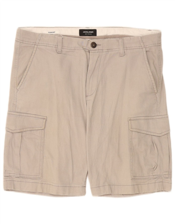 Shorts cargo masculino Jack & Jones W36 grande algodão cinza