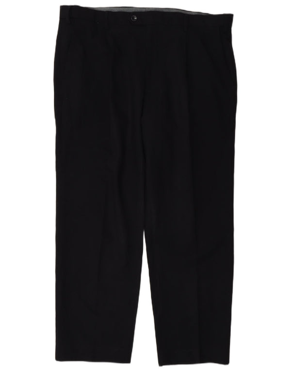 Calça masculina de terno regular Marks & Spencer W38 L29 poliéster azul marinho
