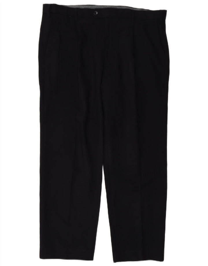 Calça masculina de terno regular Marks & Spencer W38 L29 poliéster azul marinho
