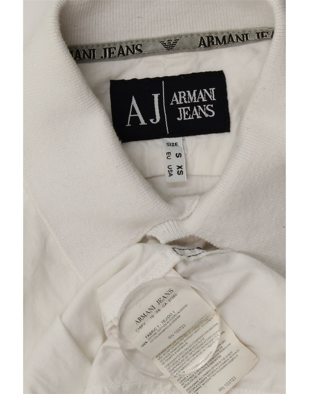 Armani Jeans Camisa masculina de manga curta pequena de algodão branco