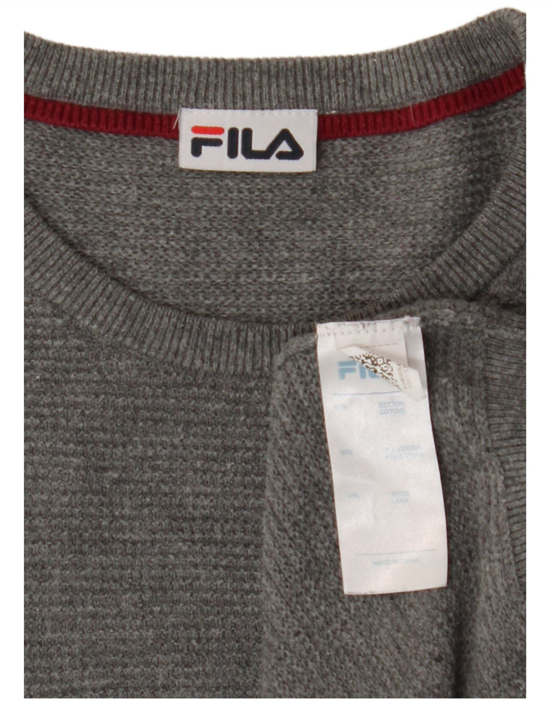 Suéter masculino FILA com gola redonda e algodão cinza médio
