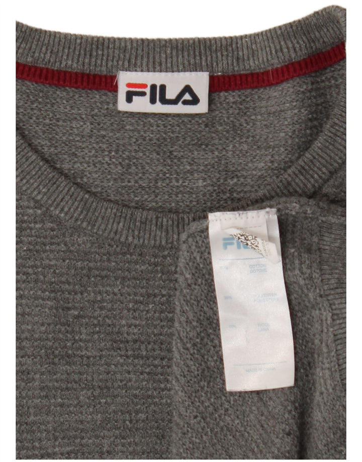 Suéter masculino FILA com gola redonda e algodão cinza médio