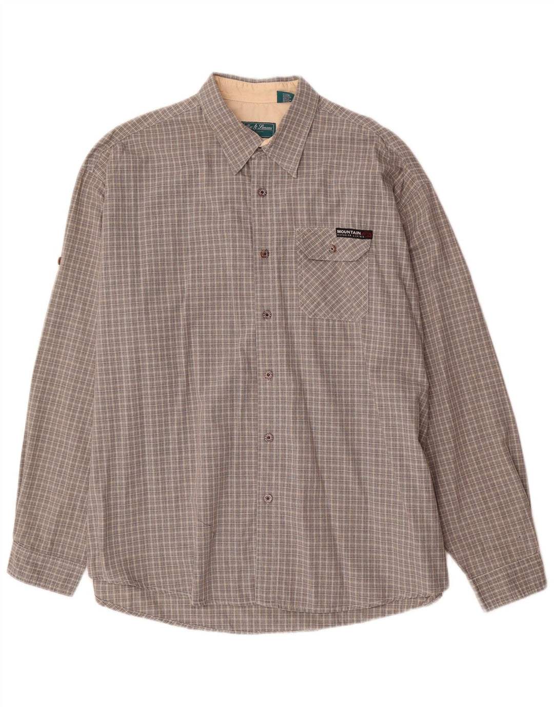 Camisa masculina Miller & Simons 2XL algodão xadrez cinza