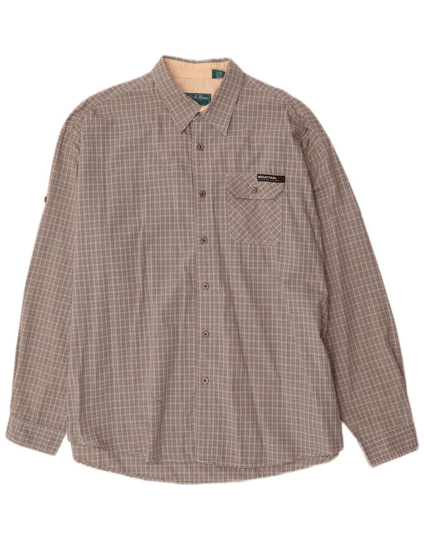Camisa masculina Miller & Simons 2XL algodão xadrez cinza