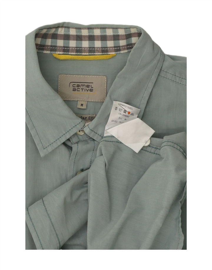 Camisa masculina de manga curta CAMEL ACTIVE regular fit algodão azul médio