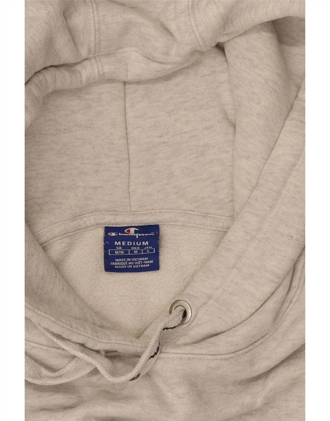 CHAMPION Womens Graphic Hoodie Jumper UK 14 Medium Grey Cotton Vintage Champion and Second-Hand Champion from Messina Hembry 