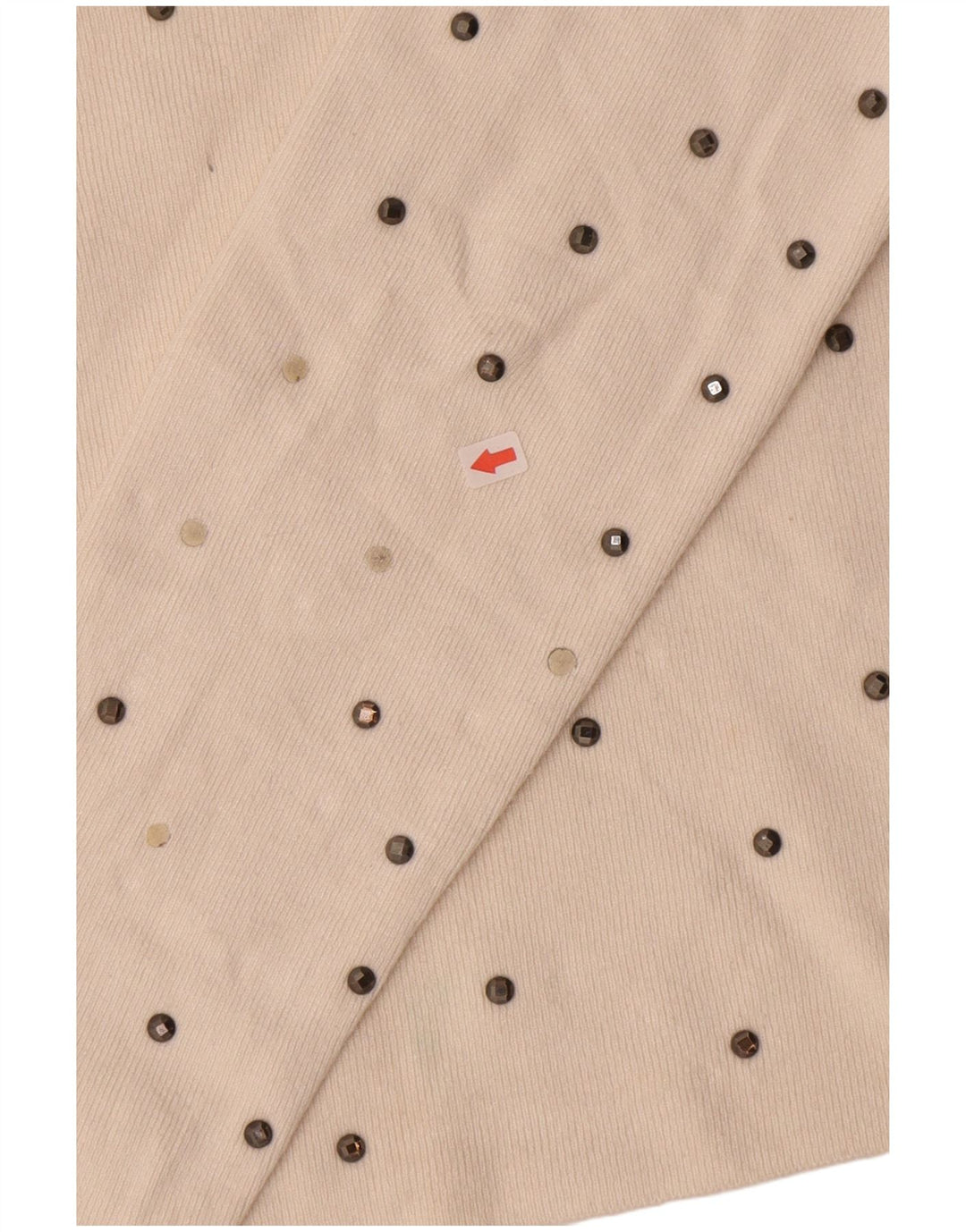 Top feminino Zara manga comprida UK 10 pequeno off white manchado viscose
