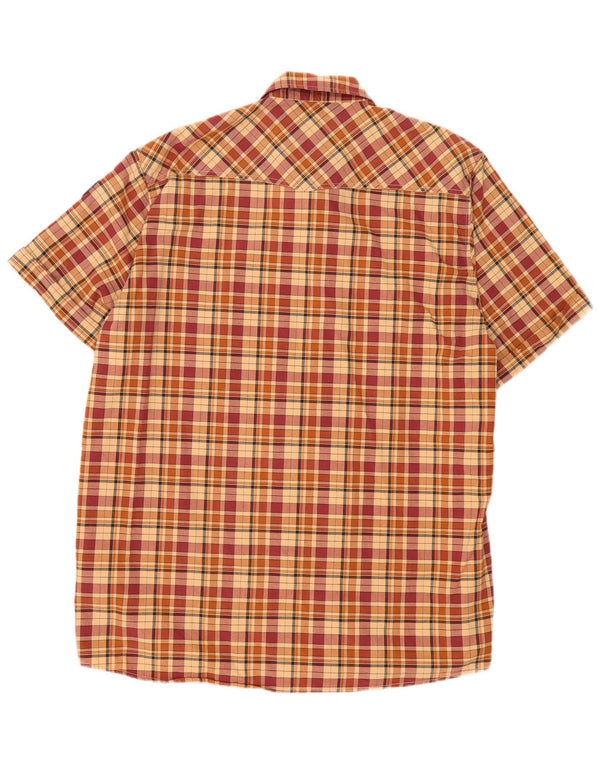 Camisa masculina de manga curta Globe Trotter UK 43/44 XL algodão xadrez bege