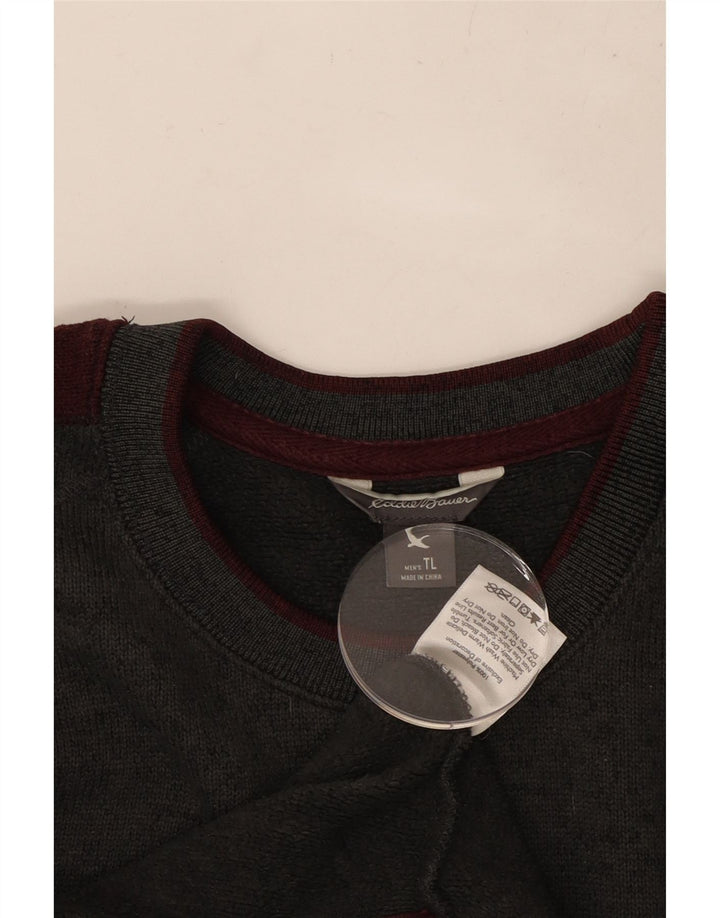 EDDIE BAUER Top alto masculino de manga comprida grande cinza colorblock poliéster