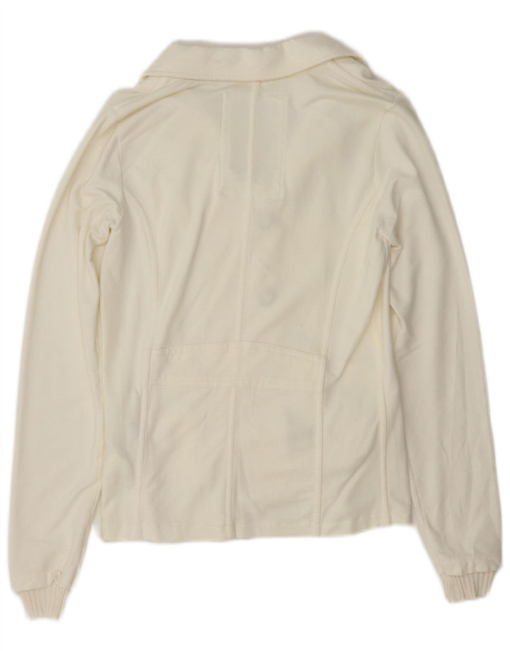 Jaqueta blazer feminina Woolrich com 3 botões Reino Unido 12 médio algodão branco
