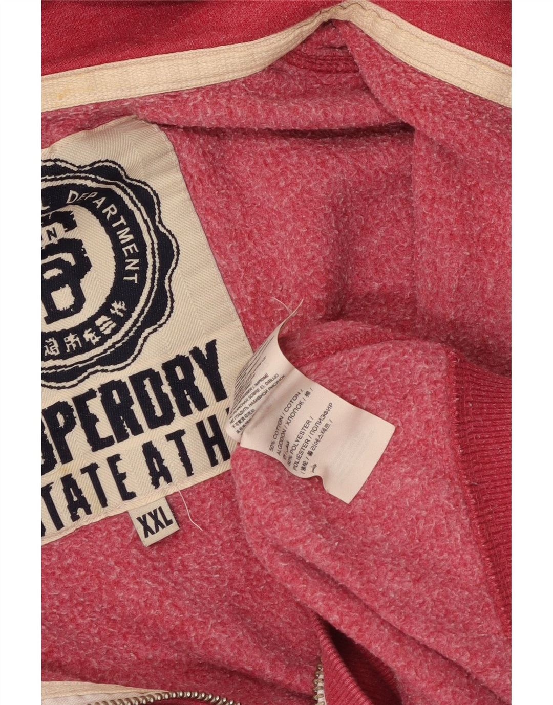 Suéter masculino SUPERDRY com capuz e zíper gráfico 2XL algodão vermelho