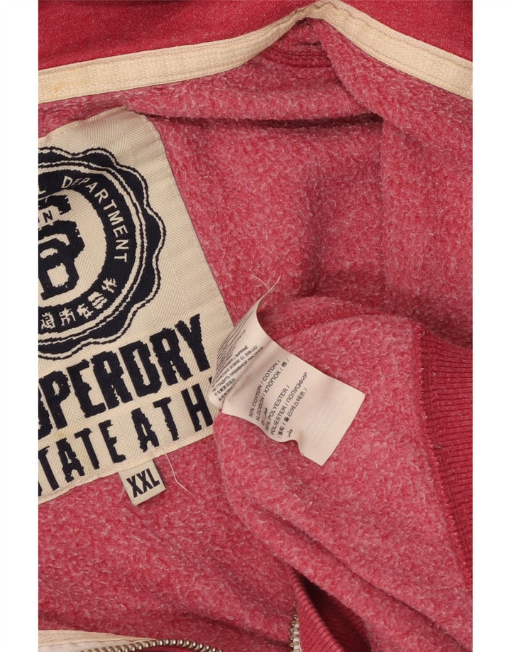 Suéter masculino SUPERDRY com capuz e zíper gráfico 2XL algodão vermelho